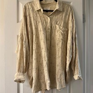 American Eagle Oversized Beige Button-Up Shirt